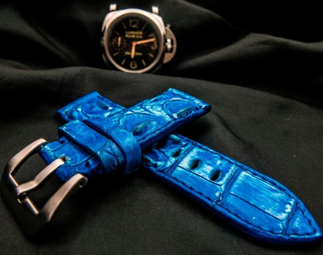 BLUE CROCODILE HORNBACK LEATHER STRAP