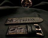 BLACK CROCODILE HORNBACK LEATHER STRAP - Lac Crado 