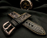 BLACK CROCODILE HORNBACK LEATHER STRAP - Lac Crado 