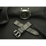 BLACK CROCODILE BELLY LEATHER STRAP