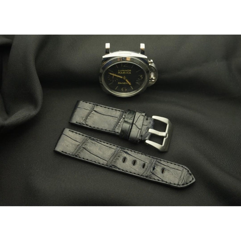 BLACK CROCODILE BELLY LEATHER STRAP - Lac Crado 