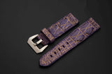 PURPLE&BLACK CROCODILE HORNBACK LEATHER STRAP