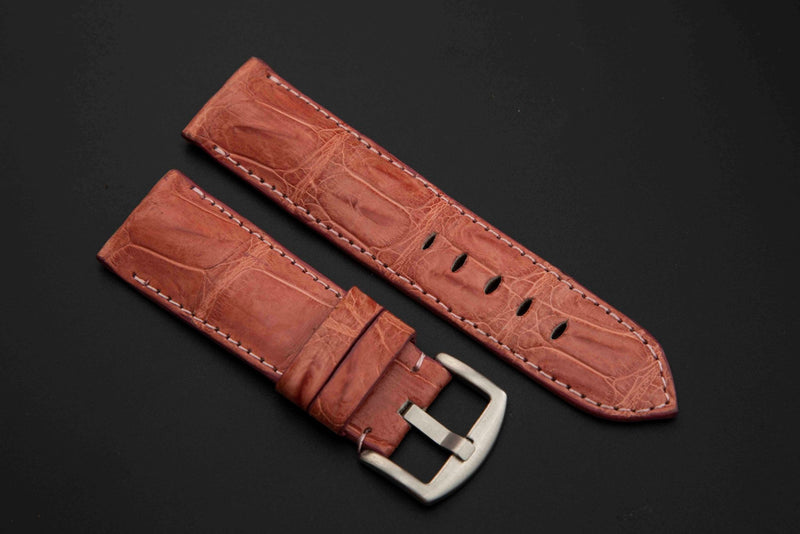 PINK CROCODILE BELLY LEATHER STRAP