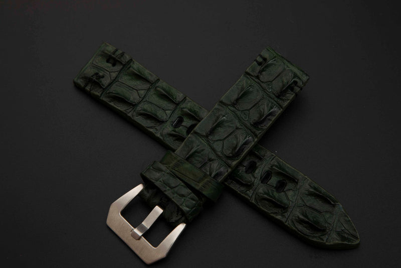GREEN CROCODILE HORNBACK LEATHER STRAP