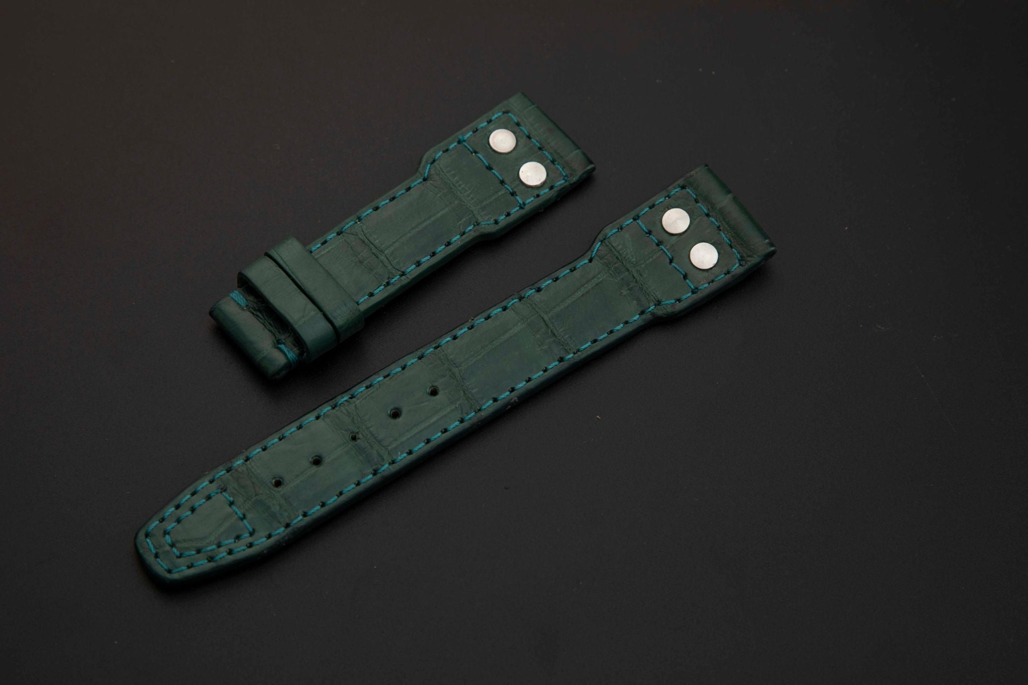 GREEN CROCODILE BELLY LEATHER STRAP