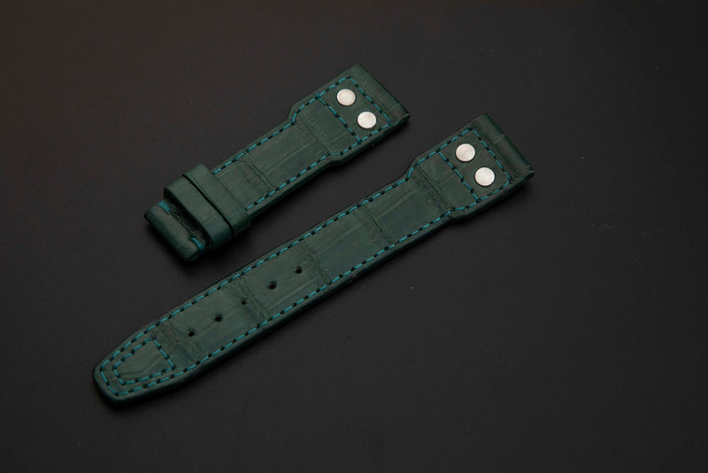 GREEN CROCODILE BELLY LEATHER STRAP