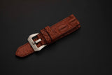 BROWN CROCODILE HORNBACK LEATHER STRAP
