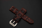 BLACK&RED CROCODILE HORNBACK LEATHER STRAP
