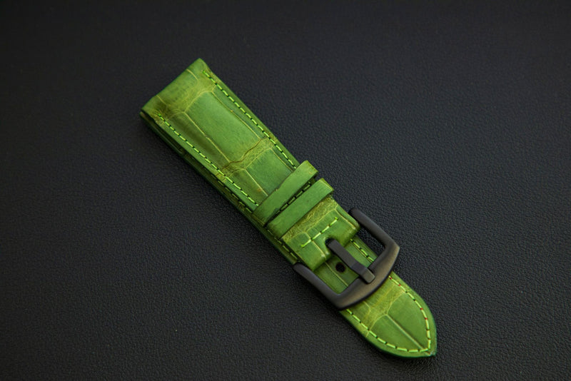 GREEN CROCODILE BELLY LEATHER STRAP