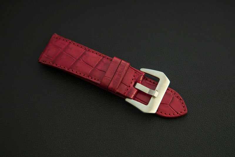 RED CROCODILE BELLY LEATHER STRAP