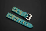 BLUE&GOLD CROCODILE HORNBACK LEATHER STRAP