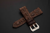 BROWN CROCODILE HORNBACK LEATHER STRAP