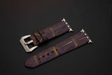 PURPLE&GOLD CROCODILE BELLY LEATHER STRAP