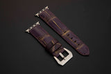 PURPLE&GOLD CROCODILE BELLY LEATHER STRAP