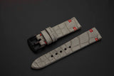GREY CROCODILE BELLY LEATHER STRAP