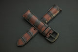 BROWN&BLACK CROCODILE BELLY LEATHER STRAP
