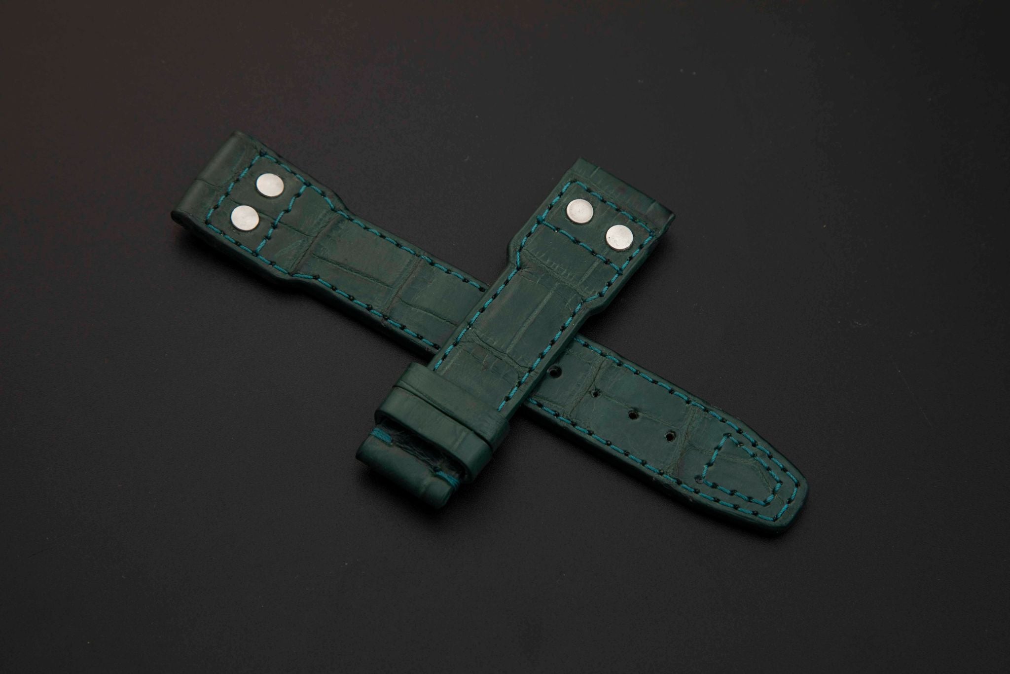 GREEN CROCODILE BELLY LEATHER STRAP