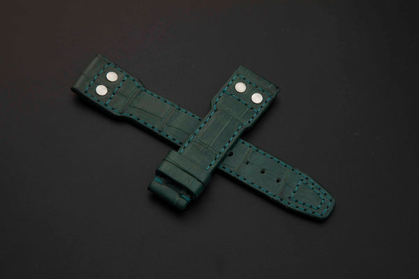 GREEN CROCODILE BELLY LEATHER STRAP