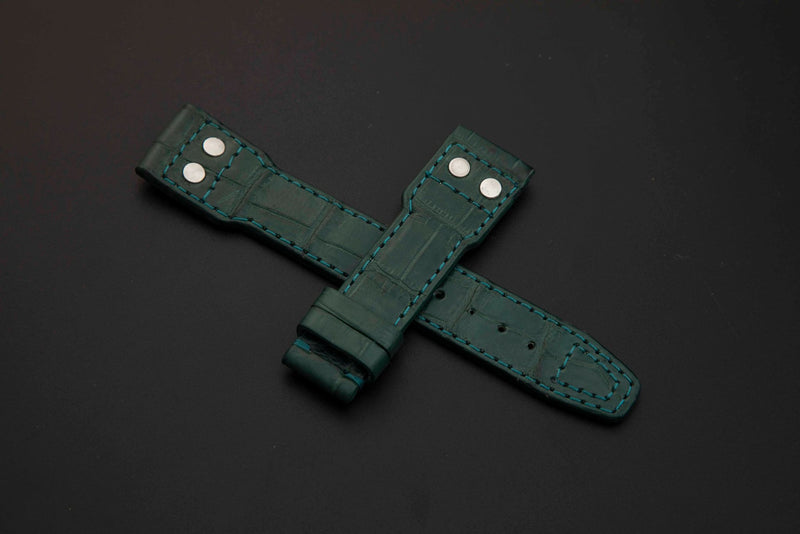 GREEN CROCODILE BELLY LEATHER STRAP