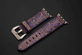 PURPLE&GOLD CROCODILE HORNBACK LEATHER STRAP