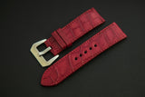 RED CROCODILE BELLY LEATHER STRAP