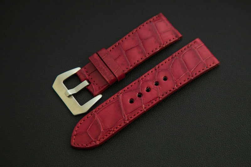 RED CROCODILE BELLY LEATHER STRAP