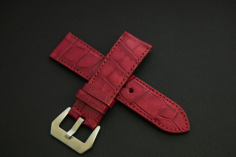RED CROCODILE BELLY LEATHER STRAP