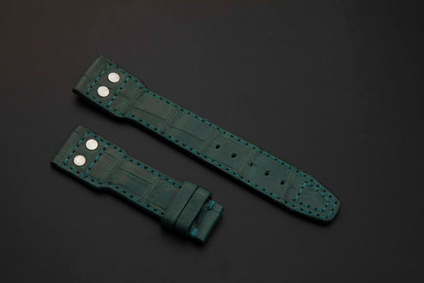 GREEN CROCODILE BELLY LEATHER STRAP