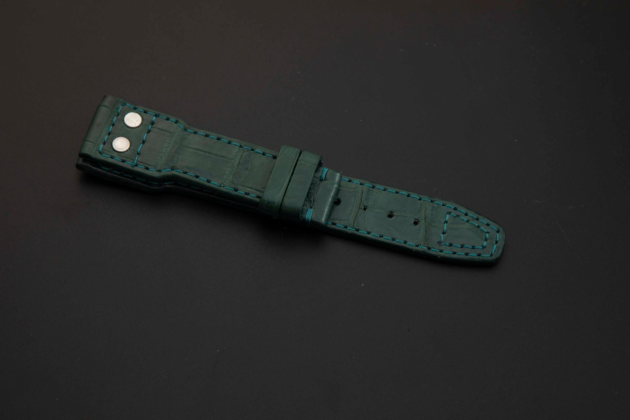 GREEN CROCODILE BELLY LEATHER STRAP