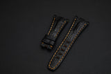 BLACK CROCODILE HORNBACK LEATHER STRAP