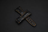 BLACK CROCODILE HORNBACK LEATHER STRAP