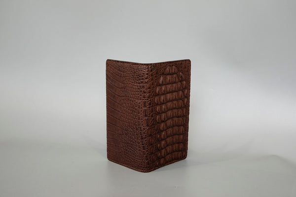 BROWN CROCODILE LEATHER LONG WALLET