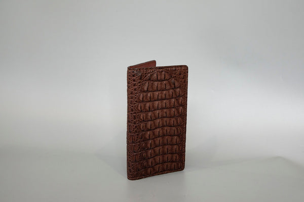 BROWN CROCODILE LEATHER LONG WALLET