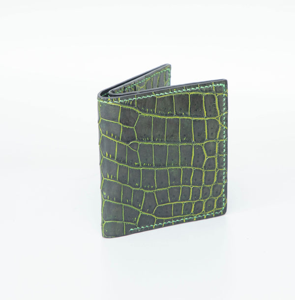 GREEN CROCODILE LEATHER WALLET