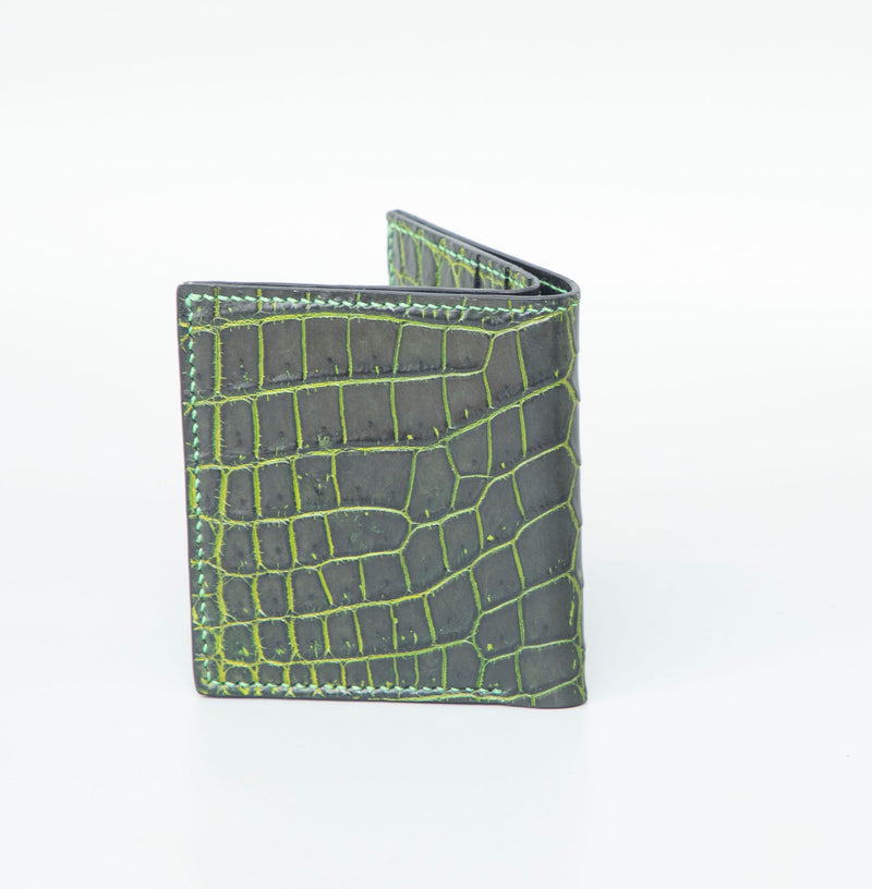 GREEN CROCODILE LEATHER WALLET
