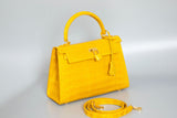 YELLOW HANDMADE GENUINE CROCODILE BAG