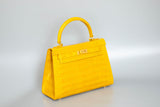 YELLOW HANDMADE GENUINE CROCODILE BAG