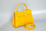 YELLOW HANDMADE GENUINE CROCODILE BAG