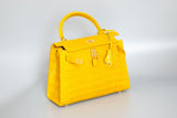 YELLOW HANDMADE GENUINE CROCODILE BAG
