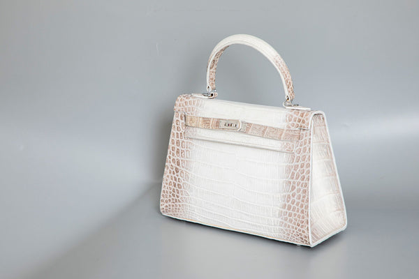 WHITE HANDMADE GENUINE CROCODILE BAG