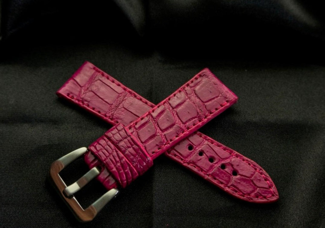 PINK CROCODILE BELLY LEATHER STRAP