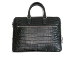 BLACK HANDMADE GENUINE CROCODILE LAPTOP BAG