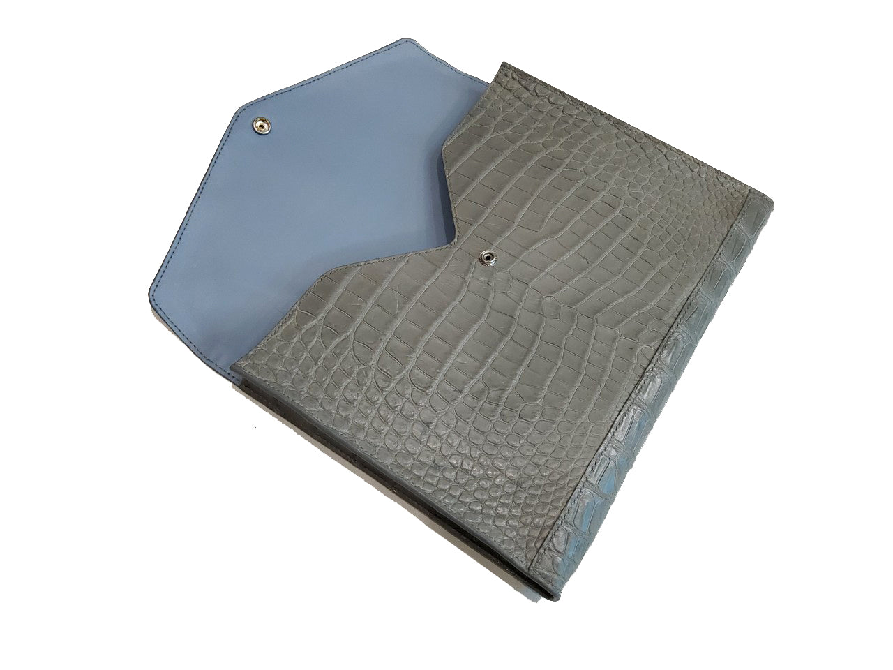 GREY HANDMADE GENUINE CROCODILE LAPTOP SLEEVE