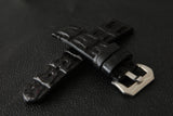 BLACK CROCODILE HORNBACK LEATHER STRAP - Lac Crado BLACK CROCODILE HORNBACK LEATHER STRAP - Lac Crado 