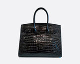 BLACK HANDMADE GENUINE CROCODILE HANDBAG