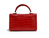 RED HANDMADE GENUINE CROCODILE BAG