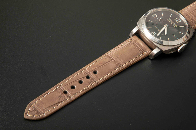 BEIGE CROCODILE BELLY LEATHER STRAP
