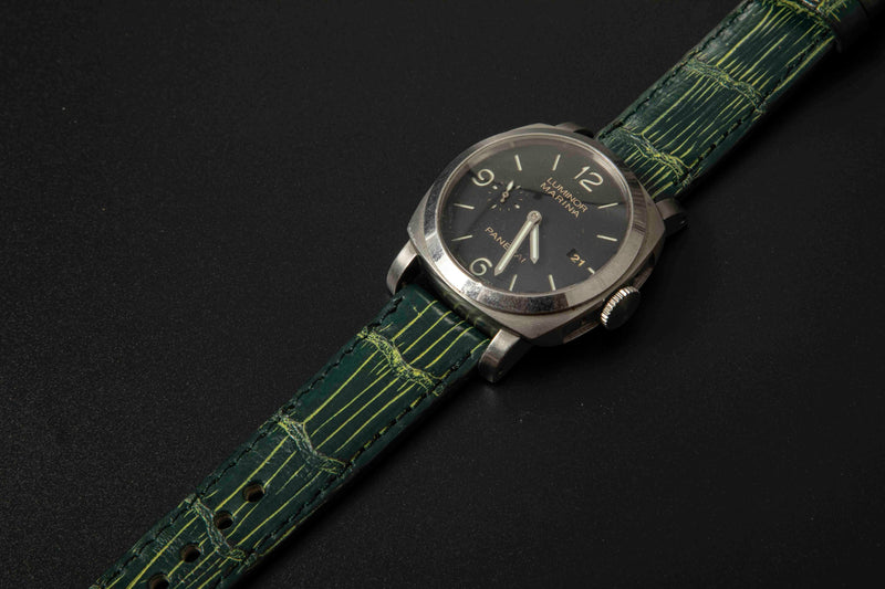 GREEN&GOLD CROCODILE BELLY LEATHER STRAP