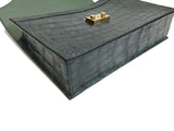 BLACK HANDMADE GENUINE CROCODILE LAPTOP BAG