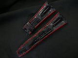 BLACK CROCODILE HORNBACK LEATHER STRAP